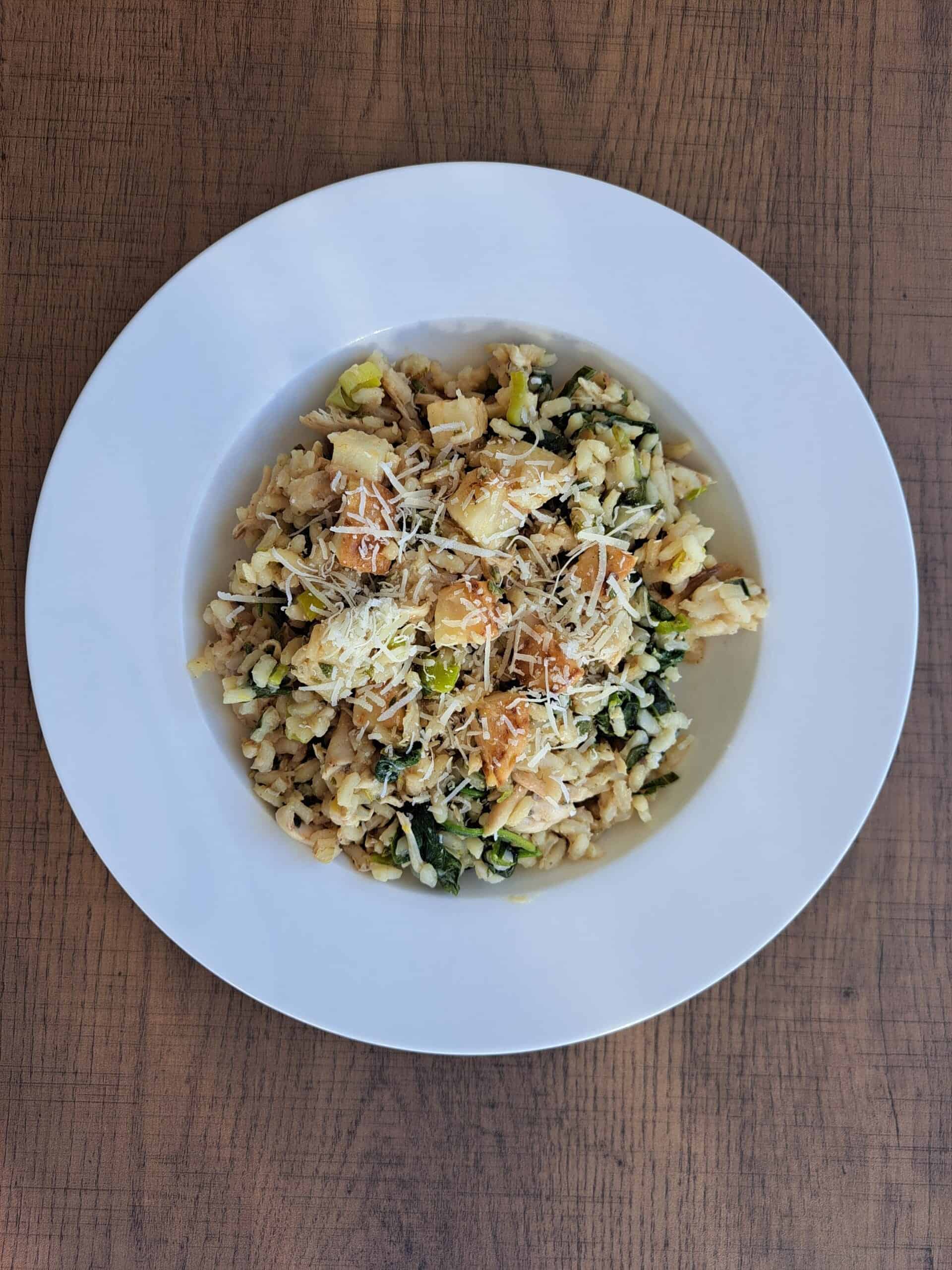 chicken and celeriac risotto bowl