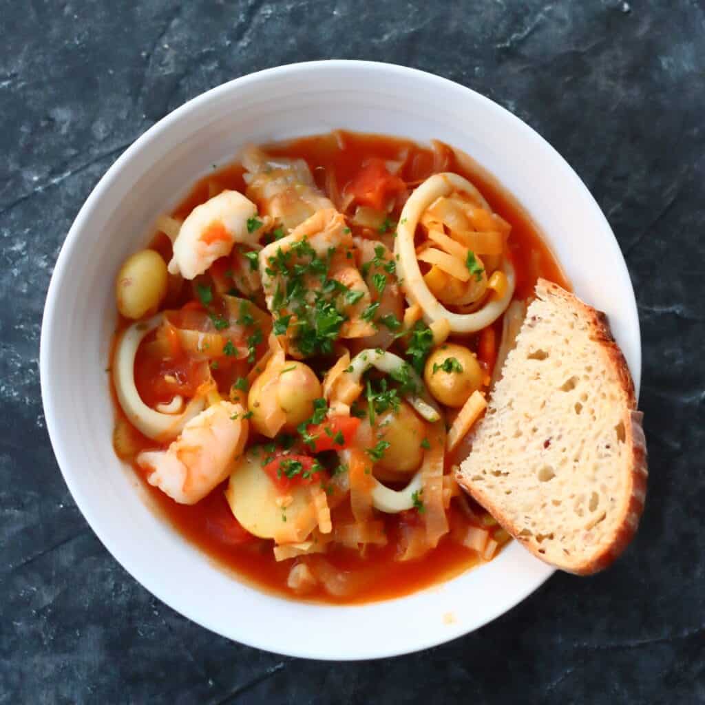 Mediterranean fish, seafood & fennel stew