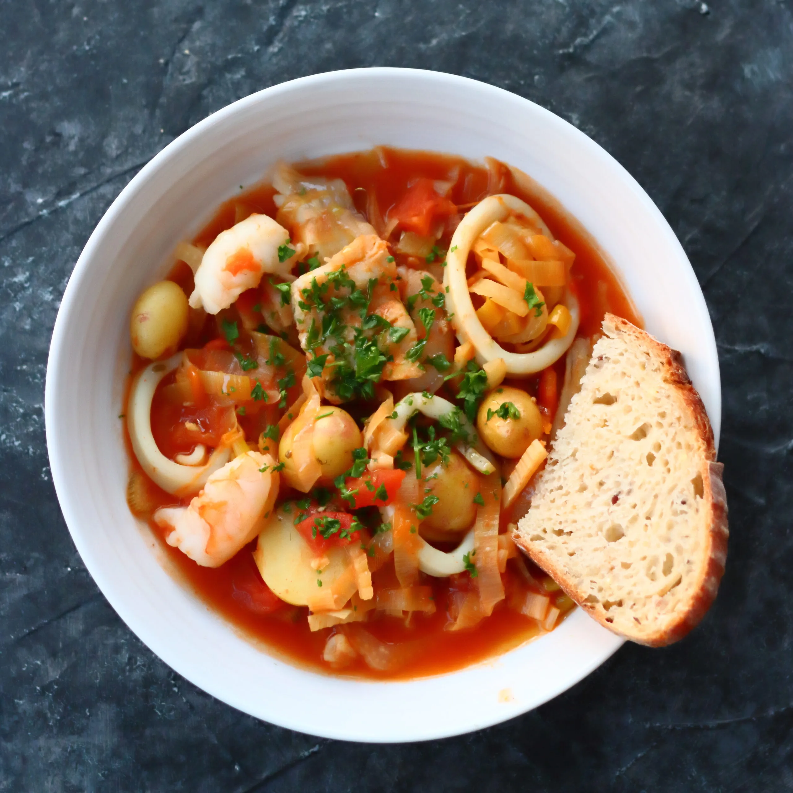 Mediterranean fish, seafood & fennel stew