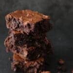 Stack of gooey chocolate brownies