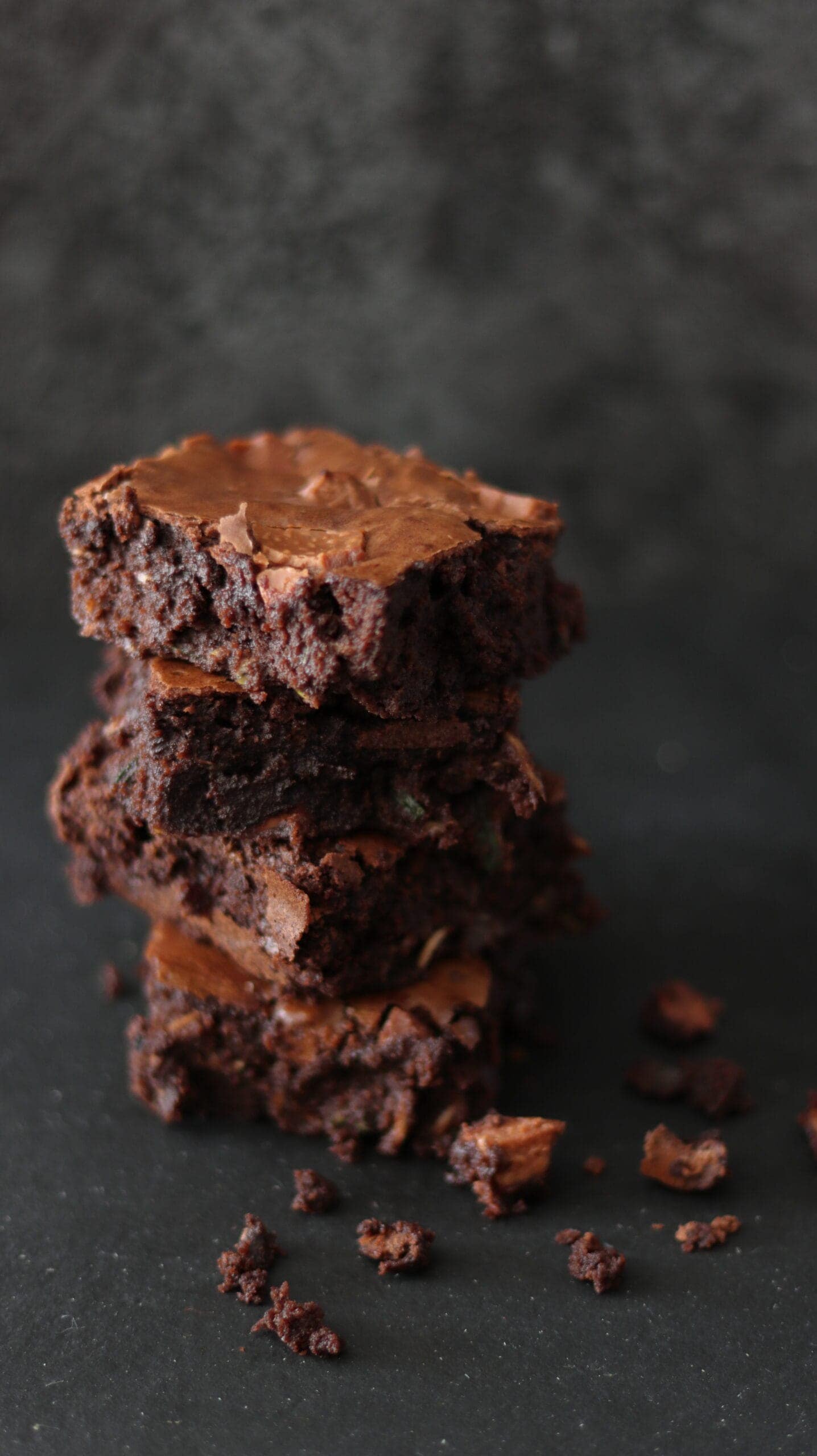 Stack of gooey chocolate brownies